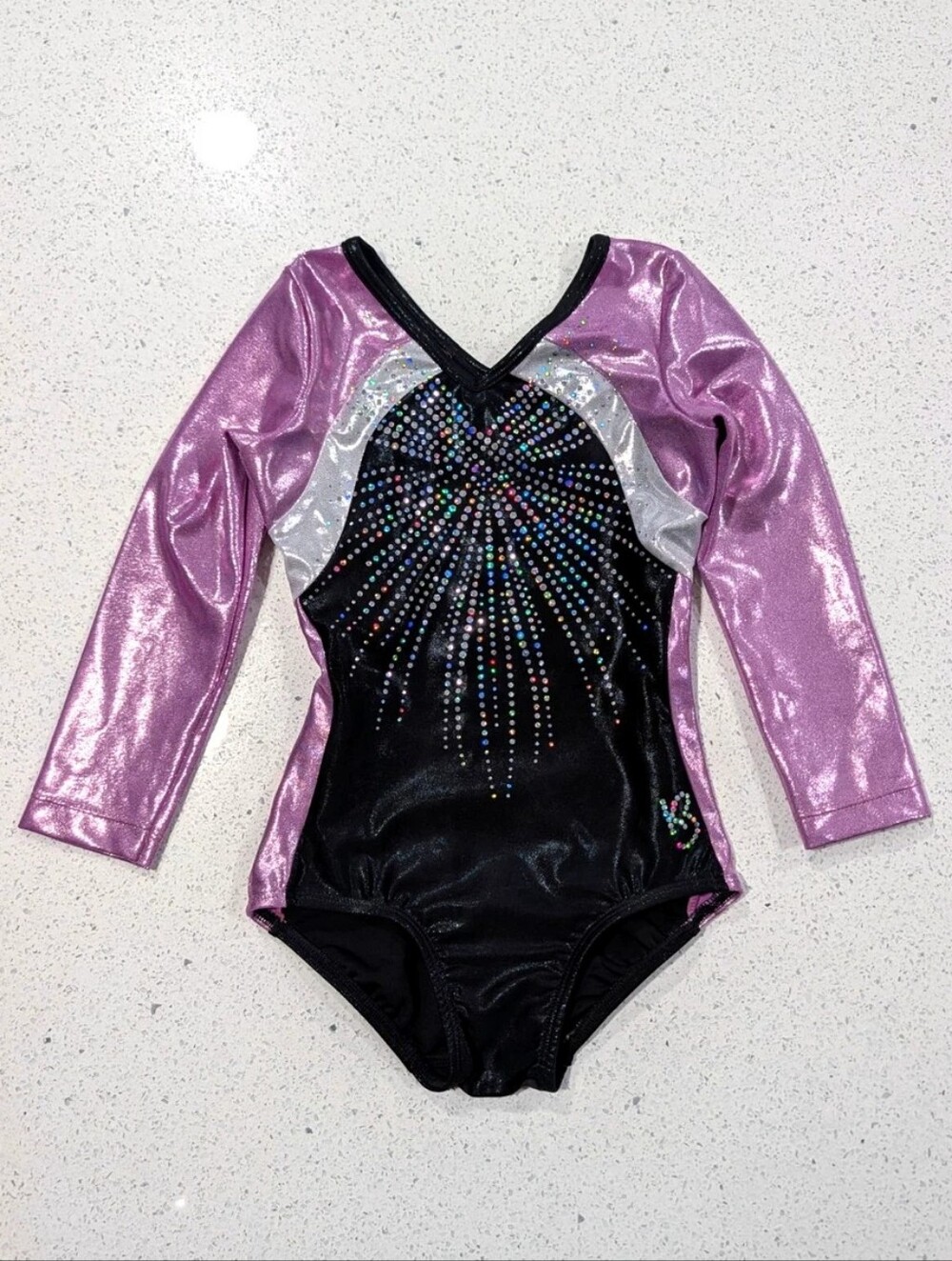COMPETITION Kbee gymnastics Leotard Child Medium 9/10 Shiny Pink Silver Sequins